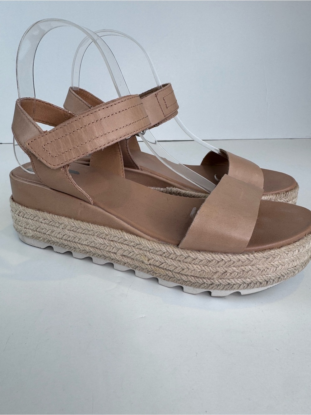 Sorel Cameron Flatform sandals Tan Leather Espadrille size 8 - Picture 2 of 13